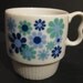 Retro Flower Power Mug with Blue Green Daisies, 1960s, 1970s,on Etsy by TheRetroLife