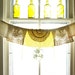 Window Valance, vintage napkins and embroidered linens, Lemon Meringue