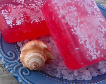 Raspberry Sea Salt Soap - Glycerin Soap - Handmade Soap - Sea Salt Soap - Raspberry Scented Soap - Artisan Soap - SoapGarden
