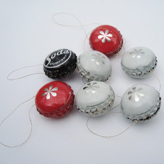 Soda Bottle Caps Christmas Ornaments Spheres Recycled Upcycled