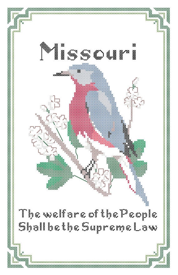 Missouri State Bird Flower and Motto Cross Stitch by robinsdesign Missouri State Bird Flower and Motto Cross Stitch by robinsdesign