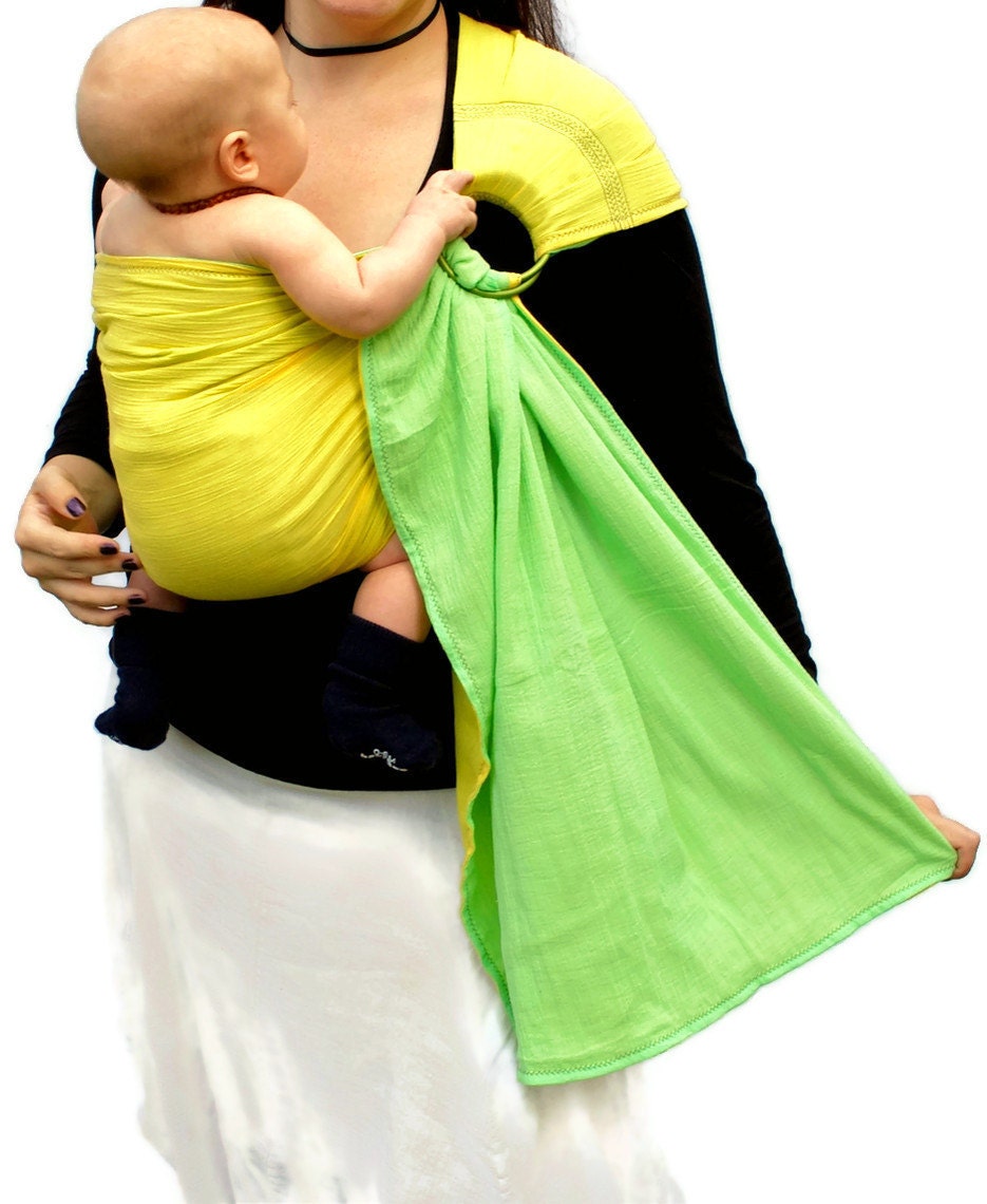 Ring Sling Baby Carrier Gauze Doublelayer Twotone Lemon Lime