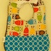 Patchwork with blue circles urban zoologie owls baby bib. Soft and absorbent. See my listings for special savings and combined shipping