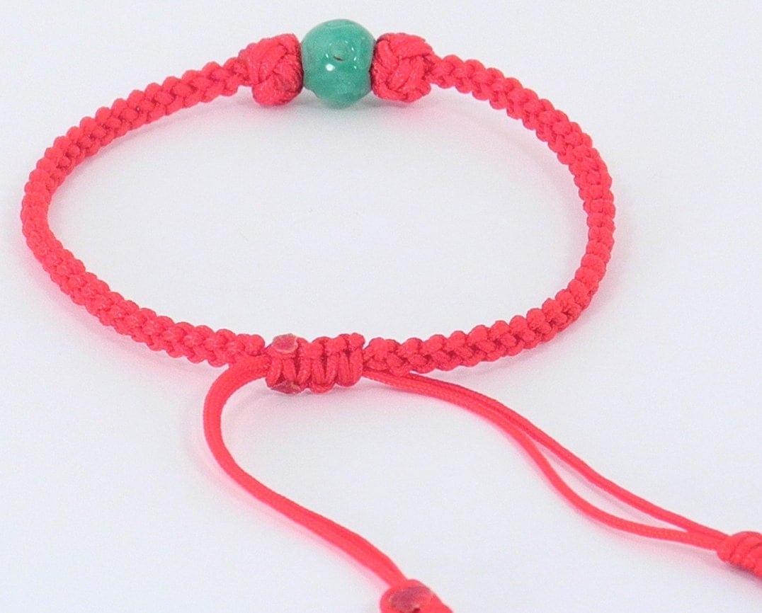 Chinese Jade Happiness Good Luck Red String Bracelet by chaoxia