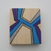 Small Abstract Art on Pine - Original Drawing - Pyrography - Prismacolor Pencil - Blue, Purple, Silver - Affordable Gift - 3" x 3.5"