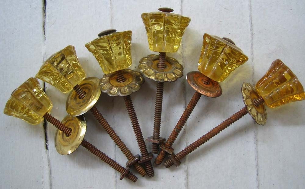 Vintage Amber Glass Italian knobs