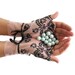 RESERVED FOR MELISSA Elastic lace fingerless gloves blush romantic victorian handmade Stretchy mittens