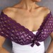 Lace bolero shrugs, shoulder wrap, shawl, eggplant purple gold, elastic, unique design handmade bolero