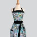 RESERVED for NICOLE Womens Classic Bib Apron - Handmade Vintage Style in Philip Jacob Contemporary Rose Floral of Black and Gray