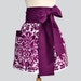 Retro Womens Half Apron . Flirty Womens Half Apron Obi Style in Elegant Brandy Wine on White Damask