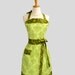 Womens Bib Full Apron , Full Handmade Kitchen Apron in Amy Butler Midwest Modern Floral Olive Buds On A Sage Background