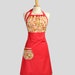 Cute Kitsch Retro Apron / Handmade Full Womens Apron Red Houndstooth and Creamy Florals Quality and Style in Moda Fabrics
