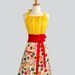 Cute Kitsch Apron : White Green Red Apples with Bright Yellow Bib