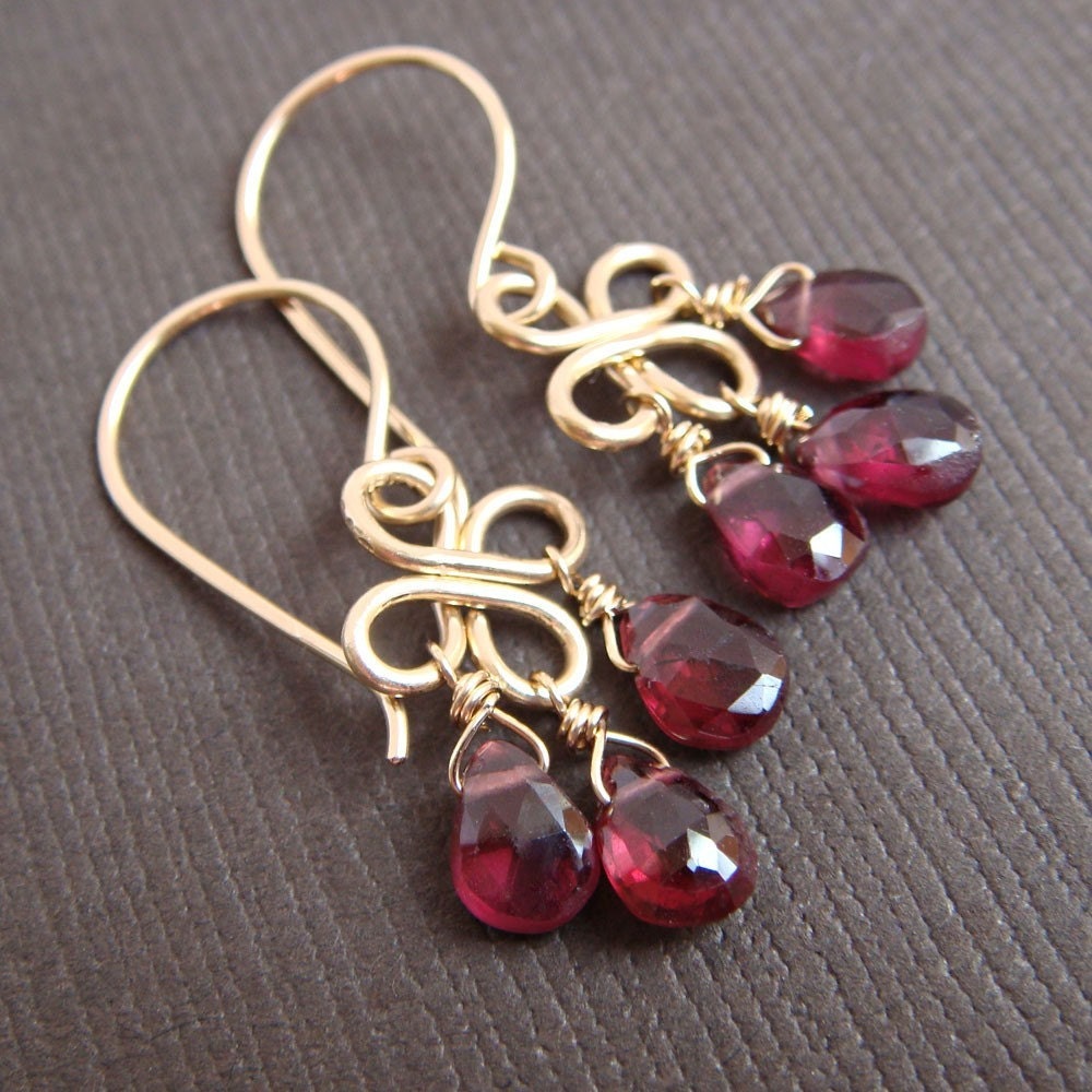 Red Chandelier Earrings 14k Gold Fill January
