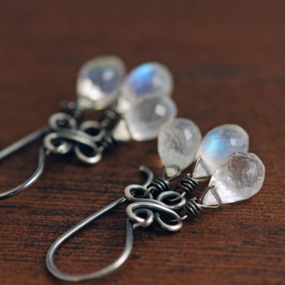 Moonstone Chandelier Earrings Sterling Silver Gemstone Dangle