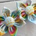 Over the Rainbow Handmade Fabric Flowers with Covered Button Centers - Set of TWO Fabulous Fabric Flowers