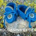 Baby Moccasins By Desi, Beaded, Dark Turquoise leather, lots of beadwork
