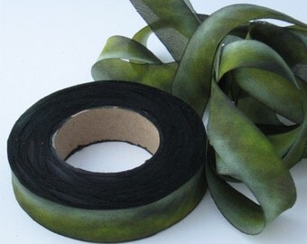 Hand dyed silk ribbon bias-cut