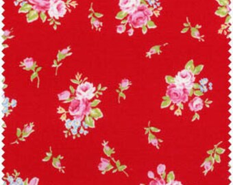 Flower Sugar Fabric by Lecien Roses on Red 30363-30