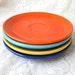 Vintage Fiesta Ware Set of Four Saucers Red, Yellow, Light Blue, Dark Blue