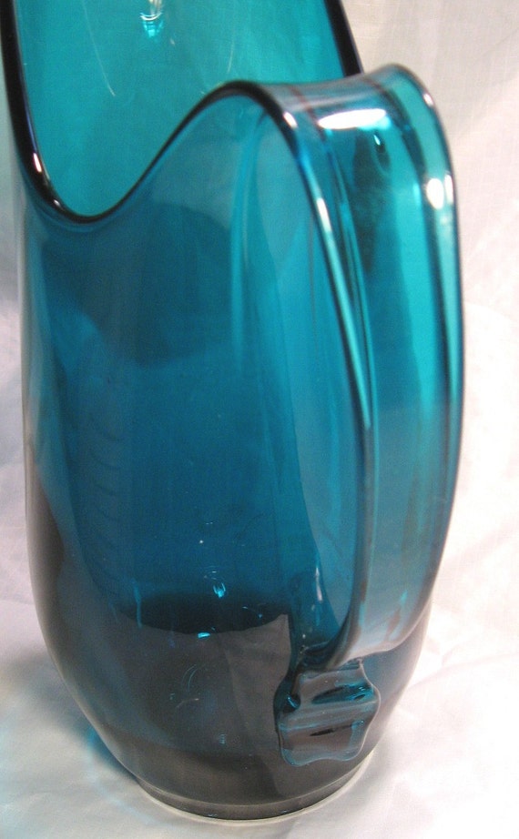 Retro Teal Green Glass Pitcher Vase Murano Maybe