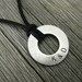 Men's Necklace with 2 custom initials, Stamped Stainless Steel with BLACK cord, MN 116