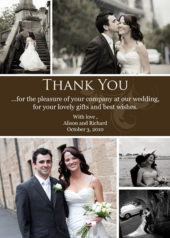 Wedding Thank You Cards Collage with Swirl