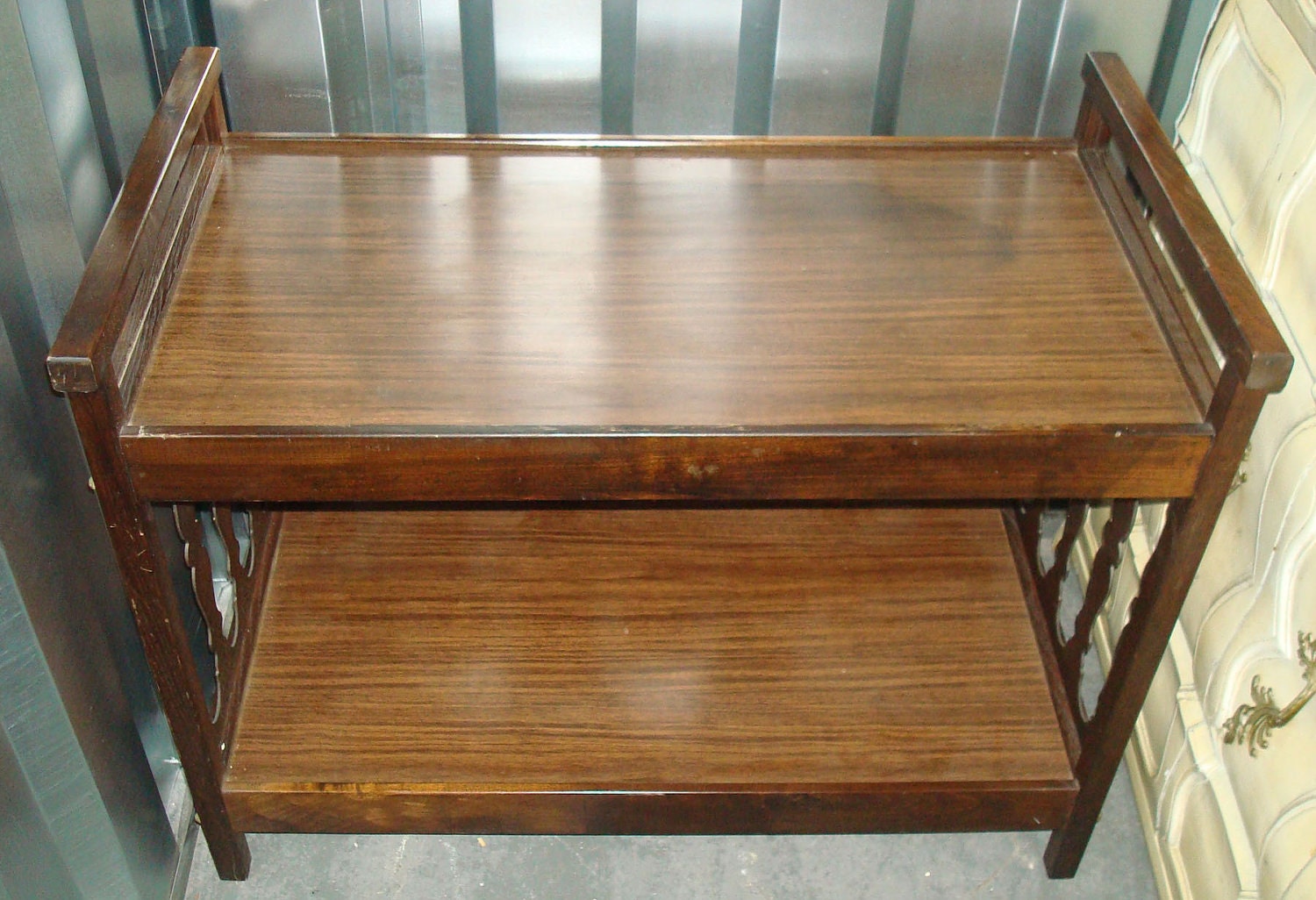 Sale–Beautiful Vintage Mid Century Mediterranean Teak Bar, Drink Cart ...