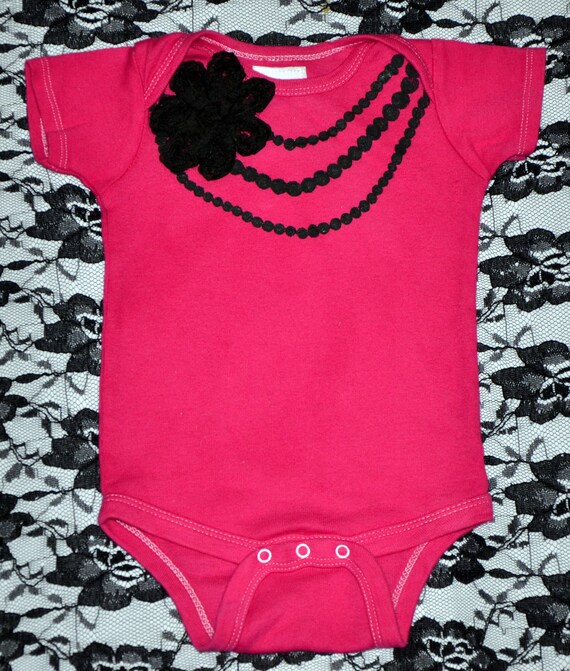 Pink and Black Necklace Onesie size 6 9 M