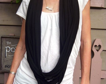 Jersey Tee Circle Scarf - Black