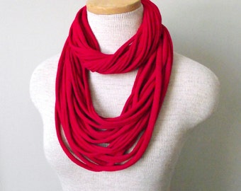 Jersey Tee Circle Scarf - Red