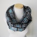 Infinity Scarf Plaid Flannel Cotton Cowl in Grey Black Teal - Unisex