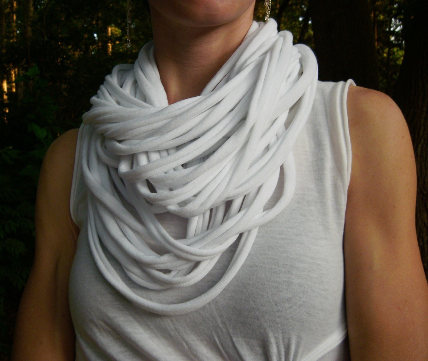 Jersey Tee Circle Scarf White by MegansMenagerie on Etsy