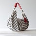 Kallia in Striped canvas and Red leather details