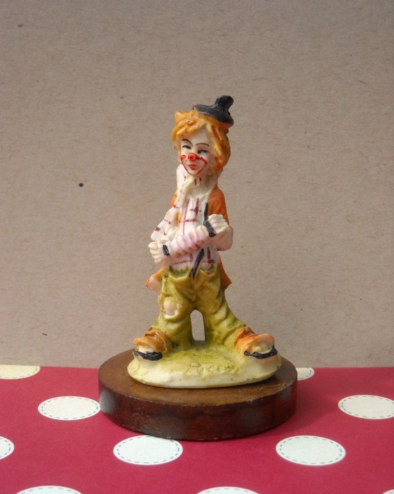 Vintage Hobo Clown Playing Accordian Figurine Pucci Original