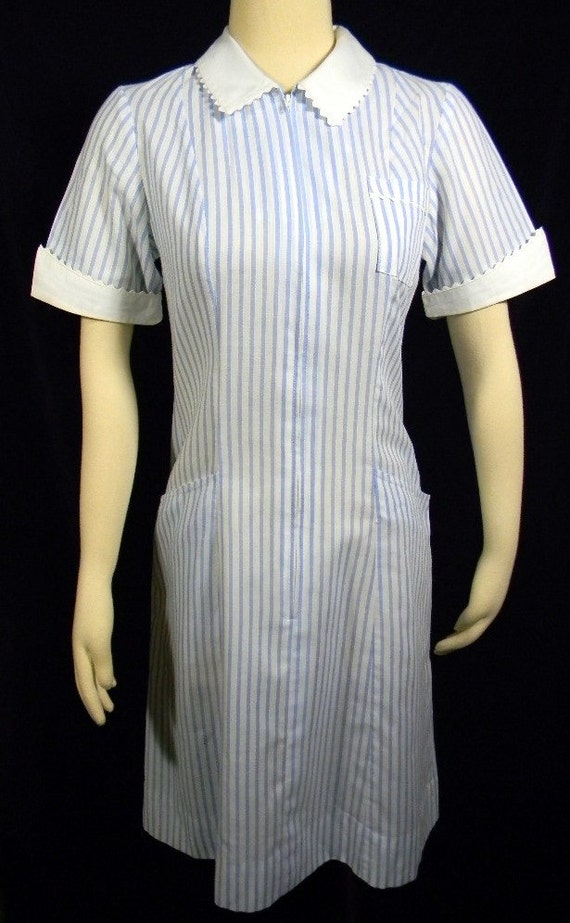 Vintage White Swan Uniform Waitress Blue Dress Costume