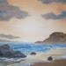 Serene Ocean Sunset - Original small acrylic seascape painting on rough wood 7.25x10