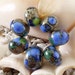 Handmade Lampwork Bead Set (7) glass beads Silvered Organic Bluebonnets