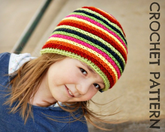 CROCHET HAT PATTERN Kids Strata Beanie