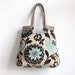 BOHO CHIC chocolate and mint tapestry hobo bag with burlap