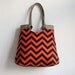 Orange navy blue chevron carry on hobo bag with burlap