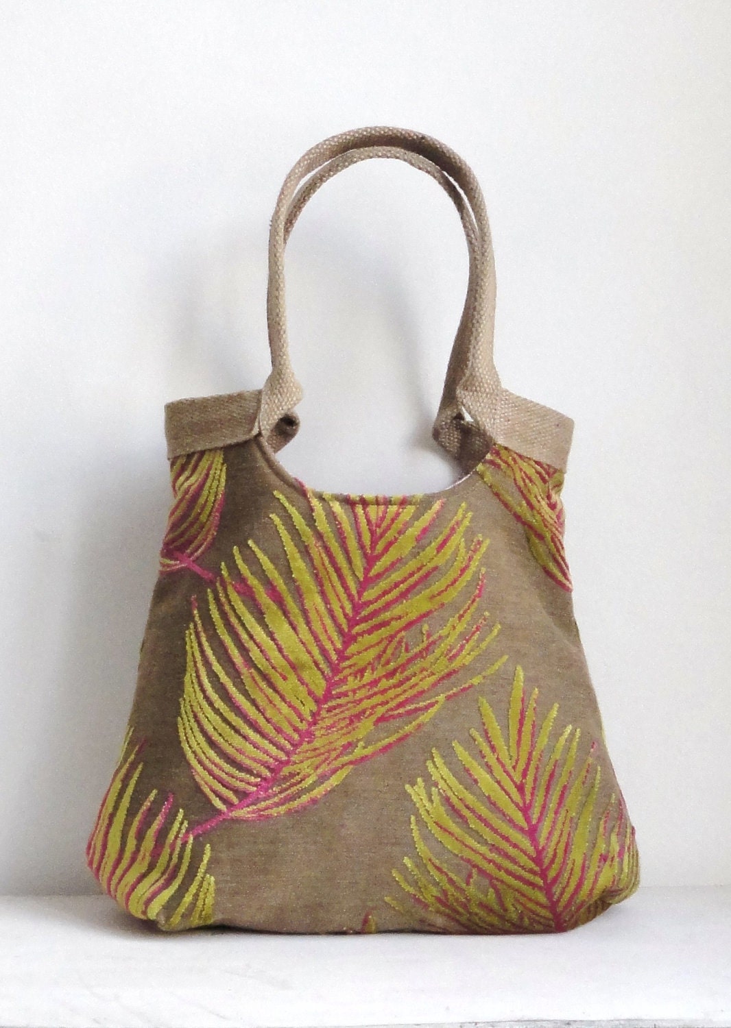 Neon leaves large carryall tapestry hobo bag with by NobelKing