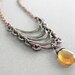Egyptian ladder copper necklace with cascade and honey brown fluorite briolette pendant