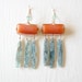 Exotic Earrings, green kyanite, orange stone, gold, tribal, chandelier, boho chic, ancient, rustic