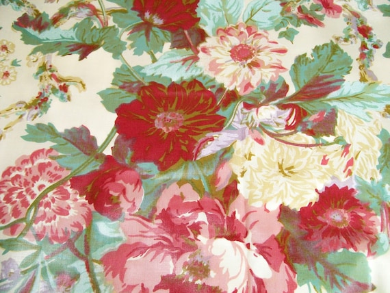 Vintage Waverly Floral Fabric Cabbage Roses 1 1/2yd Pinks