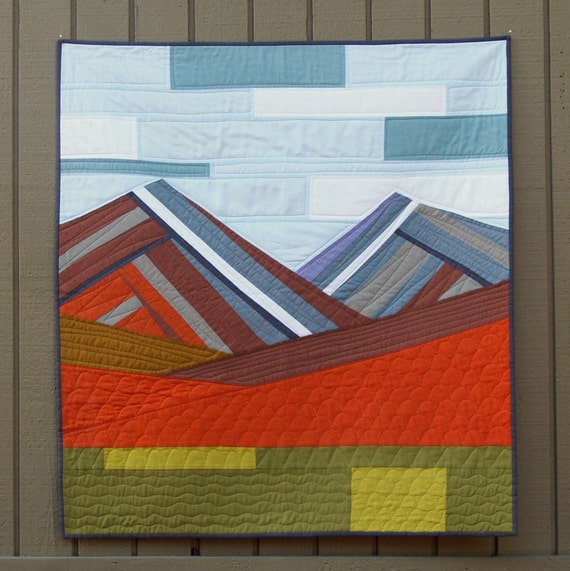 Contemporary Wall Quilt Modern Mountains