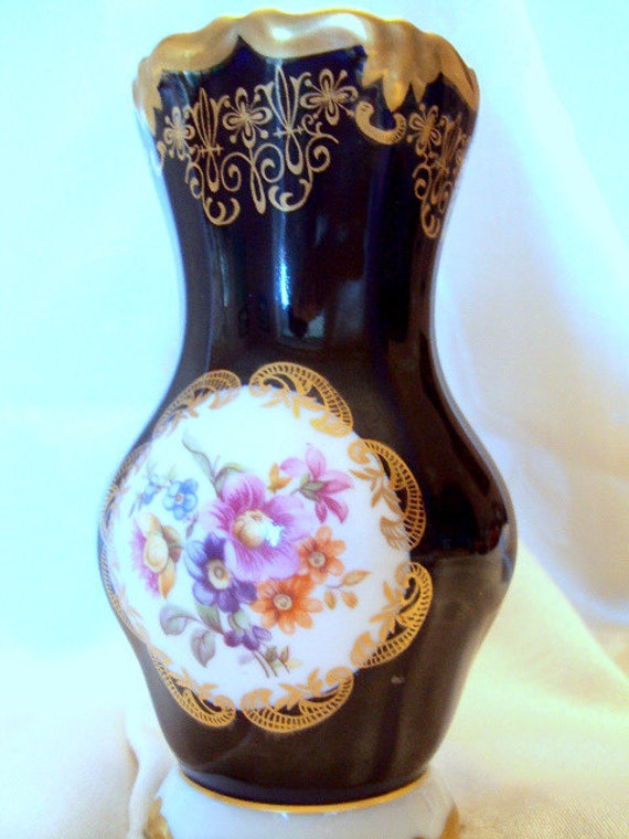 Vintage Porcelain Vase Echt Weimar Kobalt 1940s From German