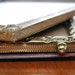 Pair of Vintage 8x10 Embossed Table top Goldtone Picture Frames - mid Century