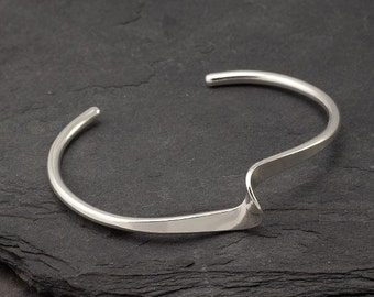 ... - Modern Silver Wave Bracelet- Sterling Silver Jewelry Handmade