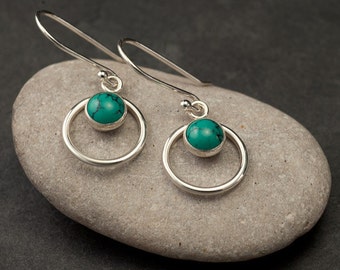 Turquoise Earrings- Silver Turquoise Earrings- Turquoise Dangle Earrings- Sterling Silver Earrings with turquoise- December birthstone